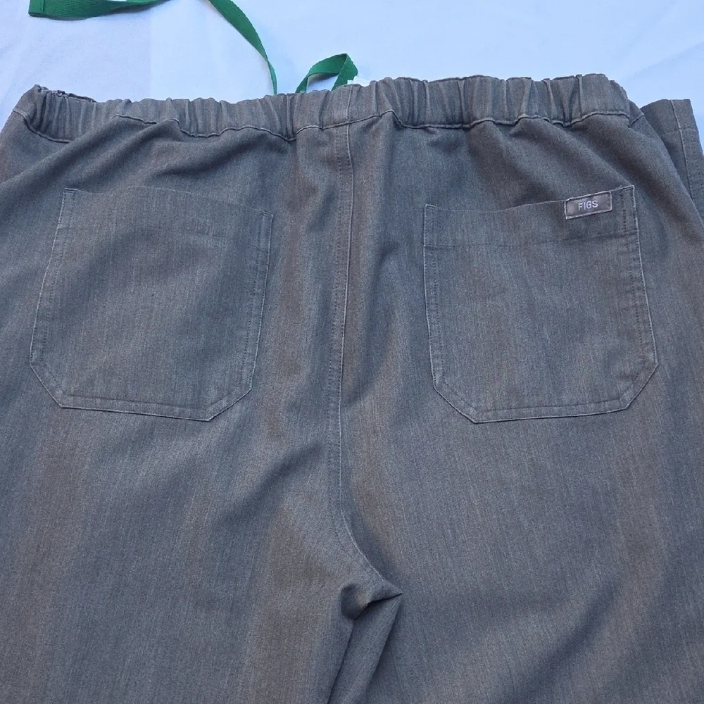Figs Gray Joggers with Green Drawstring